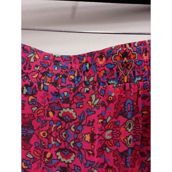 Canyon Retreat Womens Midi Skirt Size 1X Pink Floral Tiered BOHO Festival - Picture 5 of 10